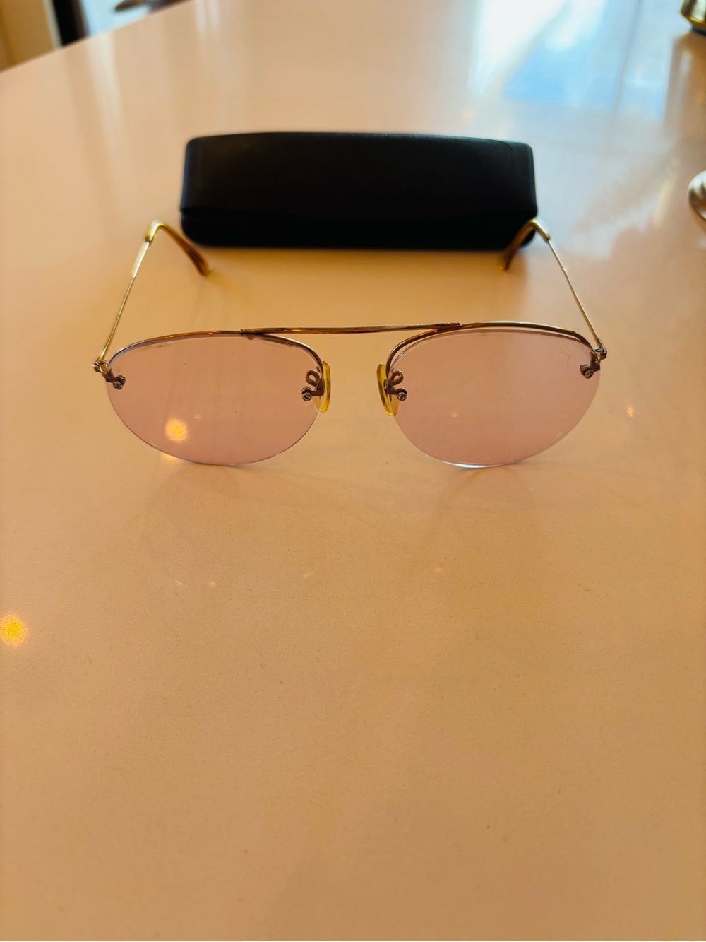 Gold Frame Women's Sunglasses with Pink Lenses
